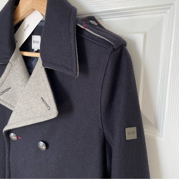 BOSS Hugo Boss Wool Coat Jacket, Blue & Grey, Boys Size 12-XS, NEW WITH TAG - Picture 4 of 12